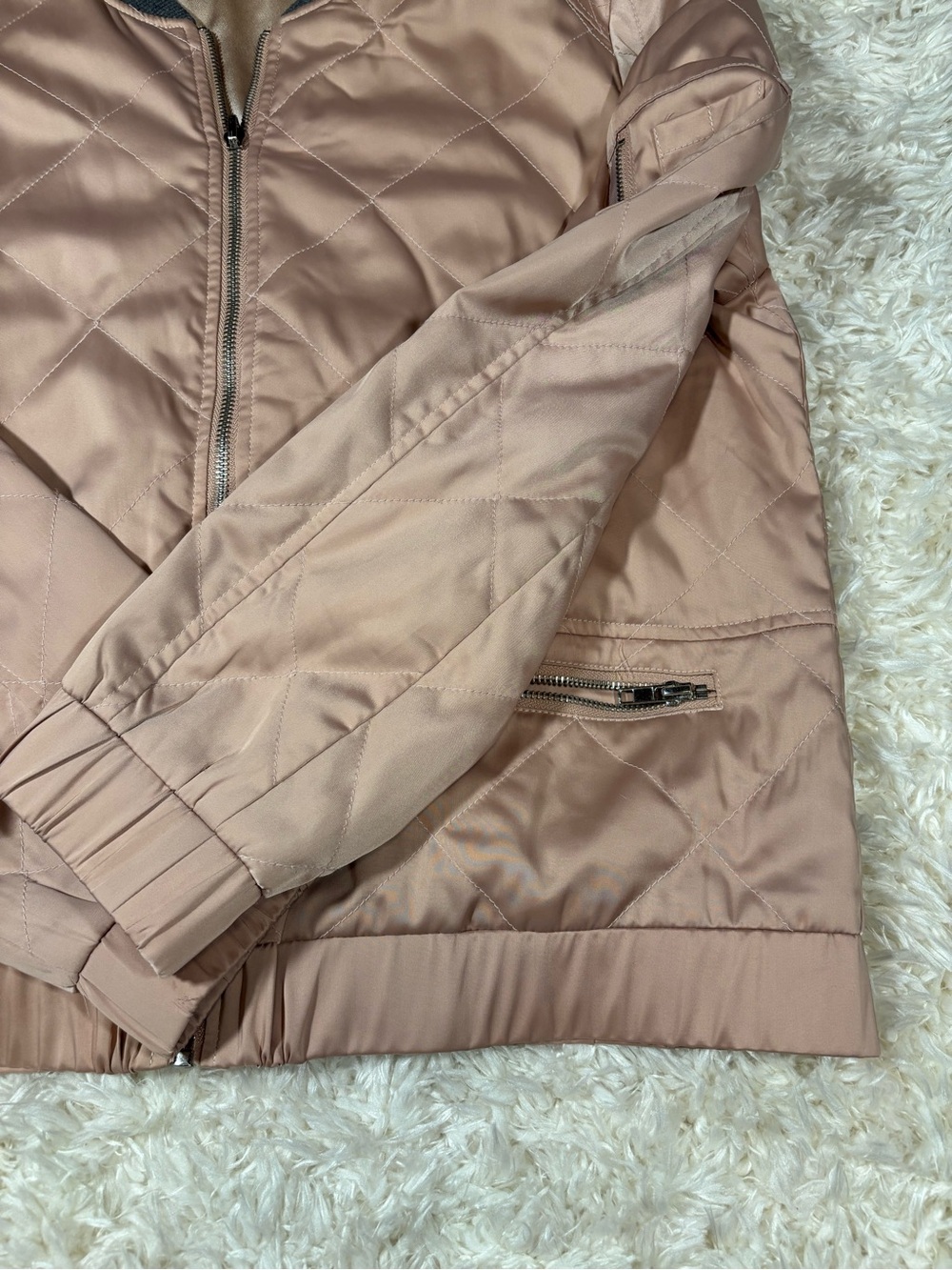 Greylin Blush Pink Quilted Bomber Jacket - Picture 2 of 6